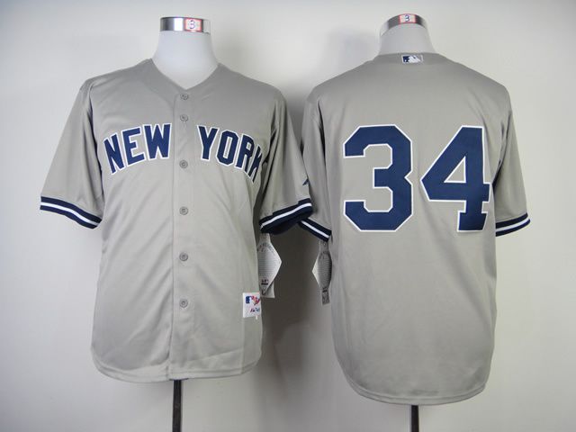 Men New York Yankees #34 No name Grey MLB Jerseys->new york yankees->MLB Jersey